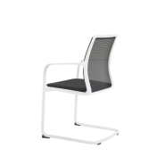 Fauteuil multi-usage WHITE - neuf - empilable - dossier en filet noir - structure en métal blanc_3
