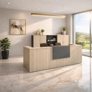 Banque d'accueil 2 personnes delta first avec 1 top - MOBEL LINEA - acacia clair, 364, anthracite_0