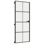 Vidaxl porte intérieure mince noir 83x201,5 cm verre trempé aluminium 155127_3