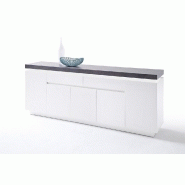 Buffet Atlantic City - 5 portes, 2 tiroirs, blanc laqué mat avec plateau imitation béton - L200 x H80 x P40_3