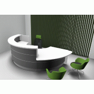 Banque d'accueil courbe avec façade de couleur modèle Valde - MDD - Blanc, Gris brillant, Droite_0