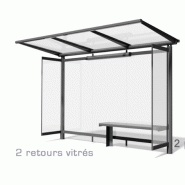 Abri bus evolution / structure en acier / bardage en verre securit / avec banquette 350 x 155 cm_4