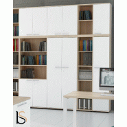 Grande armoire de rangement - MDD - Blanc, Avec socle de finition_3