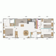 Mobil home elite 100 / 3 chambres et 2 salles de bains / 36.80 m² / 6 à 8 personnes / 10 x 4 m_2