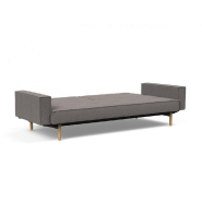 Canapé convertible Splitback Stem avec accoudoirs - Pieds obus chêne naturel - Tissu Mixed Dance Grey - Couchage 115x210 cm_3