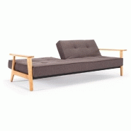 Canapé-lit design SPLITBACK FREJ - Innovation Living - Convertible 115x210 cm - Accoudoirs bois - Tissu Flashtex Dark Grey_3