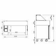 Meuble chariot réfrigéré pour Crêpes, Gaufres, Planchas - 1 porte + 2 tiroirs  | QDM_3