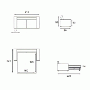 Canapé convertible express Jackson - matelas Bultex® 160cm - sommier à lattes - cuir vachette gris graphite_3