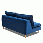 Canapé lit compact 3 places Lisbonne 140cm - Sommier à lattes - Matelas 13cm - Velours bleu - Ouverture express_3