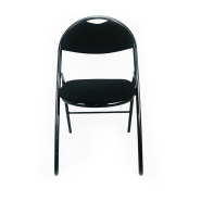 Chaise pliante noire en tissu d'occasion - pratique, résistante et robuste_3