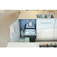 Poubelle encastrable Brabantia Sort & Go Built-in Bin - 10+10+20 Litres - Dark Grey - Tri des déchets caché_3