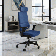 Fauteuil Manager Wi max dossier tissu - Sokoa - Bleu, Piètement nylon noir, Non_3