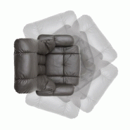 Fauteuil relax CLAIRAC - assise en cuir marron, pied en bois naturel avec repose-pied, inclinable et pivotant 360°_3