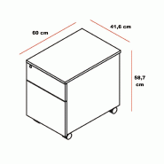Caisson mobile exécutif Mito - MDD - Blanc, 2 tiroirs_3