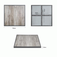Plateau de table extérieur carré en verre trempé effet grain de bois bord gris 700 mm | Bolero - FU515_3
