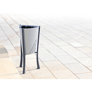 Poubelle publique Minsk PA612 - acier zingué peint avec seau intérieur et piètement en fonte ductile_3