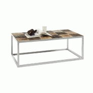 Table basse BRODER 100 x 60 cm - Métal laqué silver et plateau en manguier massif et vieux bois de bateaux_3