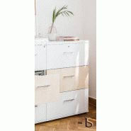 Armoire avec tiroirs pour le classement des dossiers suspendus - Blanc pastel, Gris anthracite, 3 cases_3