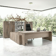 Bureau monochrome TAK avec rangement intégré - Mobel Linea - 185, Droite, Chêne grisé_3