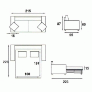Canapé lit 4 places convertible express - Matelas 16 cm - Lattes 160 cm - Tête de lit intégrée - Microfibre taupe_3