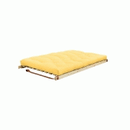 Banquette futon JUMP en pin massif - Coloris jaune - Couchage 130 x 190 cm - Design scandinave avec lanières en cuir_3
