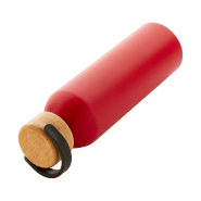 Bouteille en aluminium - 600 ml - Couvercle en bambou - Couleur rouge_3