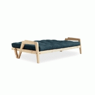 Canapé convertible futon Grab en pin naturel - Coloris bleu pétrole - Couchage 130 x 190 cm - Style scandinave_3