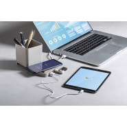 Pot à crayons multifonctions - plastique écologique - support téléphone - chargeur sans fil - hub USB 3 ports_3