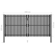 Vidaxl portail de clôture de jardin acier 4x2,25 m anthracite 146337_3