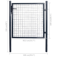 Vidaxl portail en maille de jardin acier galvanisé 85,5x100 cm gris 143369_3
