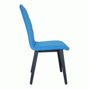 Lot de 2 chaises Maelys en hêtre massif - tissu bleu polyester - piètement laqué noir_3