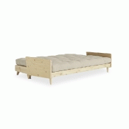 Canapé 3 places convertible Indie - Style scandinave futon beige - Couchage 130x190 cm - Karup_3