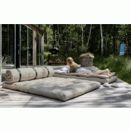 Canapé d'extérieur convertible Buckle-Up - couleur blanc - matelas 2 places en polyester et dralon hydrofuge_3