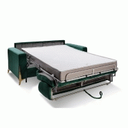 CANAPÉ EXPRESS CALYPSO CONVERTIBLE 160CM SOMMIER LATTES MATELAS ÉPAISSEUR 16CM PIEDS DORÉS VELOURS VERT_3