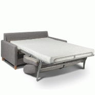 Canapé convertible OGGETTO - Matelas 16 cm - Système express - Sommier à lattes 120 cm - Tweed gris clair - RENATONISI_3