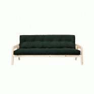 Canapé convertible futon Grab en pin naturel - Coloris vert foncé - Couchage 130 x 190 cm_3