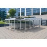 Abri fumeur métallique - 2,8 mètres - Structure en tube carré et toiture en polycarbonate_3