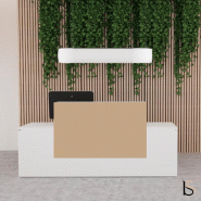 Bureau d'accueil Pano avec façade colorée - Ofitres - 180, Camel mat_0