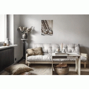 Canapé 3 places convertible INDIE - Style scandinave - Futon gris - Couchage 130x190 cm - Pin massif - Matelas confortable_3