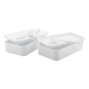 Lunch box antibactérien en plastique - 2 compartiments de 700 ml avec set de couverts et sangle élastique_3