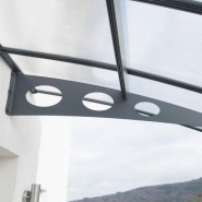 Marquise alu stylée gris 3,1 m² pour façade