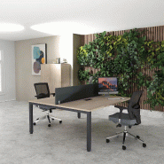 Bureau 2 personnes Tempo avec passe-câbles  - Mobel Linea - 160, Anthracite, Acacia clair_0