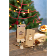 Support pour téléphone en bambou - Motif étoile de Noël - Couleur naturelle - 185g_3