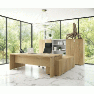 Bureau monochrome TAK avec rangement intégré - Mobel Linea - 245, Gauche, Chêne veiné_0