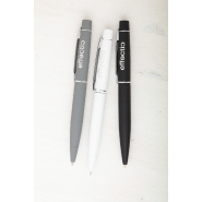 Stylo à bille twist en métal - finition caoutchoutée - encre bleue - gravure laser effet miroir_3