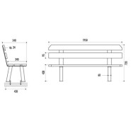Banc public Seattle - bois traité - longueur 195 cm - piétement double en acier_3