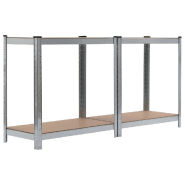 Vidaxl étagère de rangement 4 niveaux argenté acier et bois ingénierie 144266_3