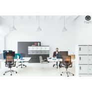 Yan M - Bureau open space avec plateaux coulissants - Mahora - Plateau mélaminé, piétement métal - Dimensions modulables_3