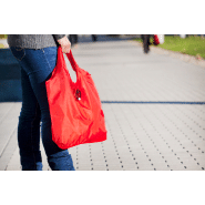 Sac shopping pliable - polyester 190T - avec mousqueton en plastique - couleur rouge_3