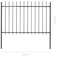 Vidaxl clôture de jardin avec dessus en lance acier 1,7 x 1,2 m noir 144926_3